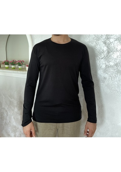 Erkek Elastan Bisiklet Yaka Uzun Kol 2 Adet T-Shirt