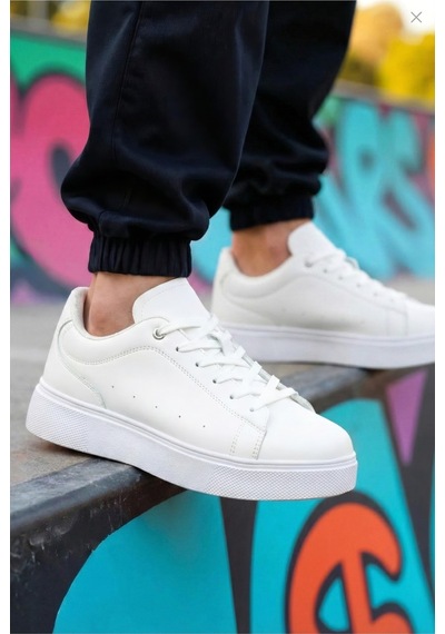 Günlük Beyaz Erkek Sneaker Spor Ayakkabı Hafif Rahat Model-205 Beyaz