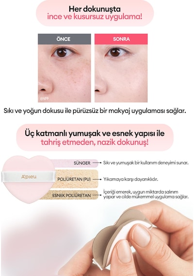Kalp Şekilli Makyaj Süngeri A'pıeu Juicy Pang Heart Puff