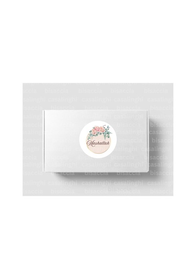 Çiçek Desenli Mashallah Etiketi Yuvarlak Mat Sticker Bebek Partisi Kutlama Mevlit 4 Cm 90 Adet Çok Renkli
