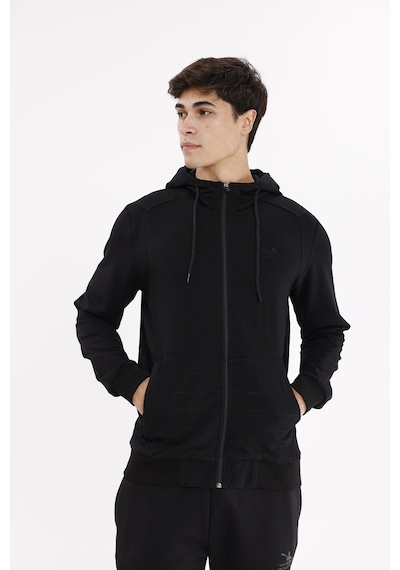 Rowinger Omuz Panel Detaylı Fermuarlı Kapüşonlu Erkek Sweatshirt Black