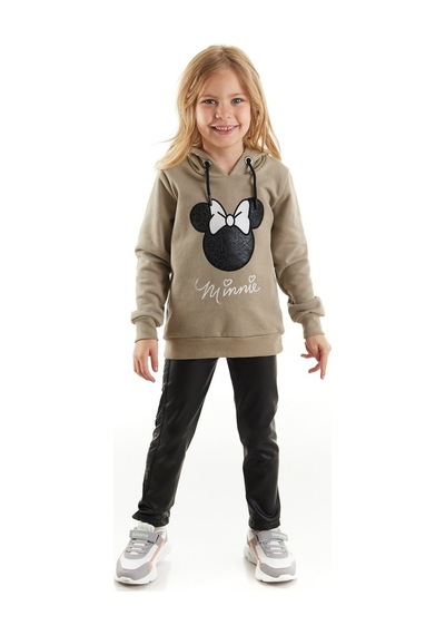 Minnie Mouse Supermino Minnie Lisanslı Kız Çocuk Kapüşonlu Sweatshirt Ve Deri Tayt 2'Li (552858075)