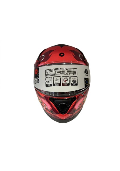 Shiro Katana Sv Psyco Kapalı Kask Bordo - Turuncu