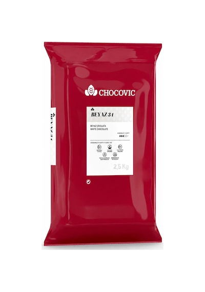 Chocovic Beyaz Kuvertür Blok Çikolata 2,5 Kg