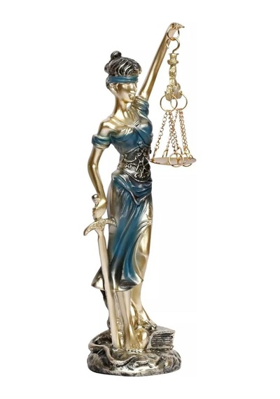 Themis Adalet Kadını Terazisi Heykeli Mavi Gold 24cm