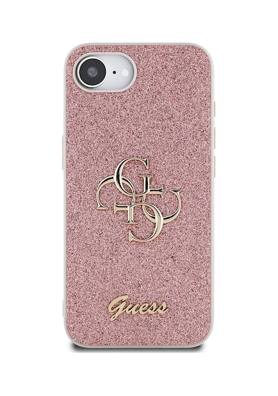 Apple iPhone 16e Uyumlu Kılıf Guess Lisanslı 4g Büyük Metal Logolu Glitter Kapak Pembe