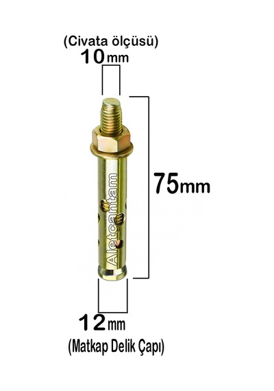 Aletçantam Çelik Dübel Gömlekli 10x75 (12mm) - 10 adet