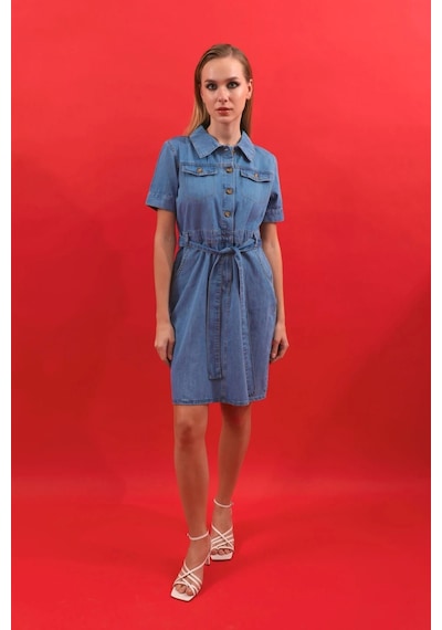 Banny Jeans Kemer Detaylı Jean Elbise 001