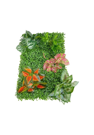 Yapay Çiçek Duvar Kaplama Panel Şimşir 40x60 5Demet Yeşil Bitki D