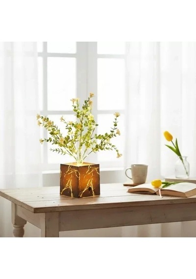 Home Siyah Saksılı Led Yapay Çiçek Çok Renkli