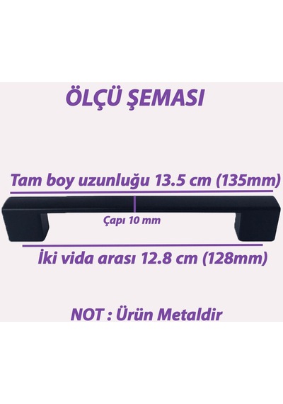 8 Adet Marmara Kulp 128 Mm Siyah Mutfak Kulpu Çekmece Dolap Kapak Kulbu Metal Mobilya Dolabı Kulpları