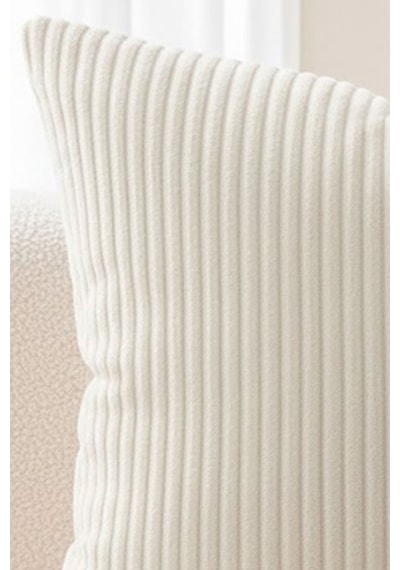 Elart Fuji Kırlent Fitilli Kadife Dekoratif 43x43 Cm Krem Krem