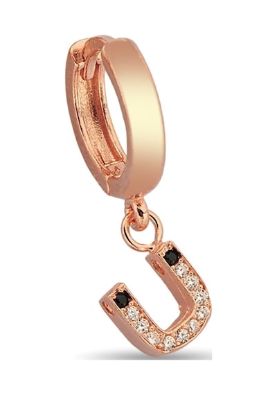 Ü Harfi Sallantılı 925 Ayar Gümüş Rose Tek Küpe - 12084302 Rose Gold