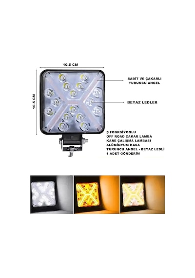X Angel 180w 12-24 Volt Kare Spot Far Oto Çalışma Lambası Atv Kamyon Tır Traktör Offroad
