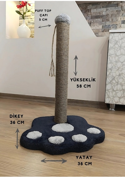 Kedi Tırmalama Tahtası Pati Modelli 50 Cm Büyük Boy Tırmalama Kedi Oyun Alanı Peluş Başlıklı