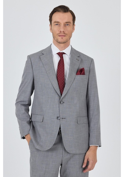 İmza Gri Mono Yaka Esnek 4 Drop Comfort Fit Classic Takım Elbise 1001250159 Gri