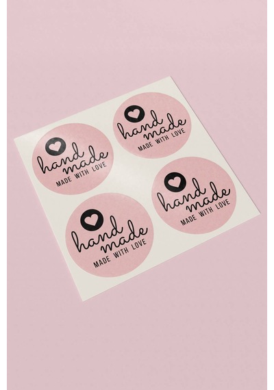 Made With Love Hand Made Sticker 3x3cm St2174 Çok Renkli