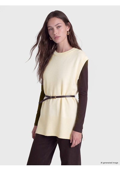 Lcw Modest Ekru Beli Kemerli Kadın Triko Süveter
