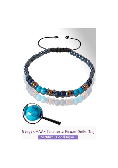 Sertifikalı Aaa+ Gerçek Terahertz - Firuze Taşı Bileklik - Ayarla Çok Renkli