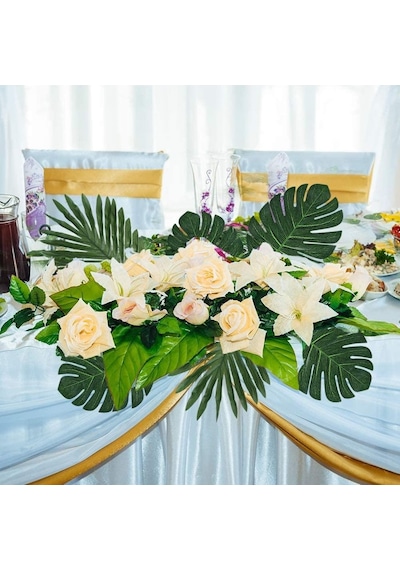 Yapay Çiçek 5 Palmiye Ve 5 Monstera Yaprağı