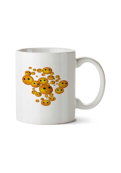 Smile 3 Gülücükler Emoji İki Tarafı Baskılı Kupa Bardak Çok Renkli