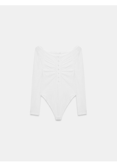 Dilvin 32661 Düğme Detaylı Bodysuit-beyaz Beyaz