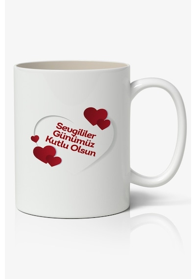 Sevgililer Günümüz Kutlu Olsun Baskılı Kupa Bardak Mod2 Beyaz