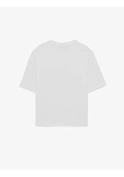 Koton Kısa Kollu Bisiklet Yaka Pamuklu Tok Kumaş Basic Oversize Tişört Beyaz 6sam10279mk