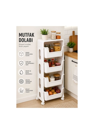 Flexibox Çok Amaçlı Banyo Mutfak Oyuncak Dolabı Raf Organizer Saklama Depolama Ünitesi Beyaz