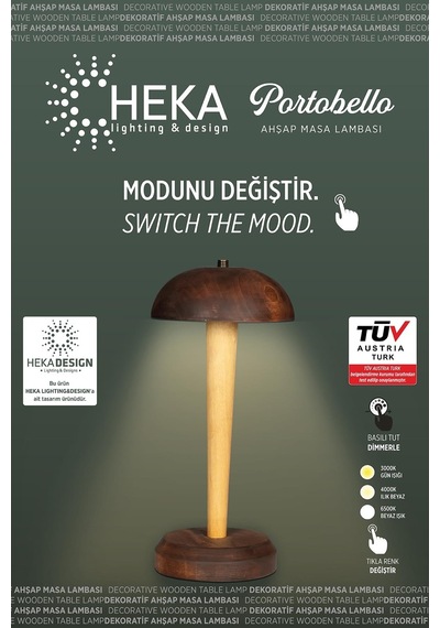 Portobello Wenge Ve Antik Meşe Şarjlı Masa Lamba