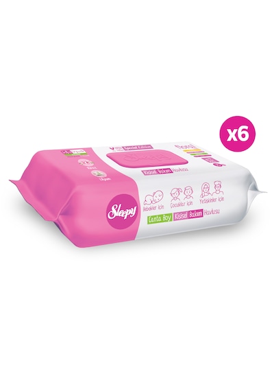Sleepy Floral Kişisel Bakım Havlusu Çanta Boy 6x25 150 Yaprak 6 Paket