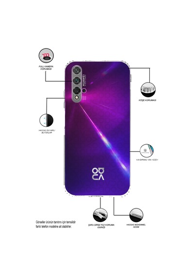 Huawei Honor Nova 5T Kamera Korumalı Tıpalı Silikon Şeffaf Kılıf