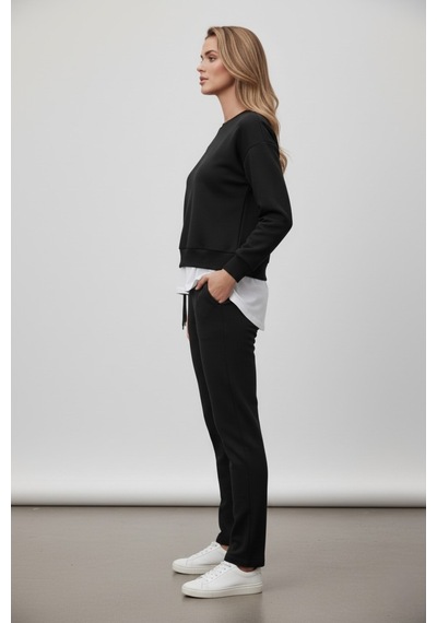 The Kadın Basic Bisiklet Yaka Etek Ucu Detaylı Sweatshirt Ve Pantolon Eşofman Takımı- Siyah/melanj/gri Siyah The Kadın Basic Bisiklet Yaka Etek Ucu Detaylı Sweatshirt Ve Pantolon Eşofman Takımı- Siyah/melanj/gri Siyah