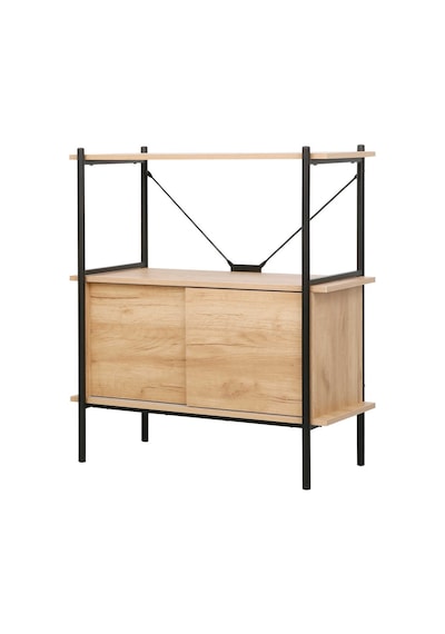Retro 2 Raflı Sürgü Kapaklı Metal Kitaplık - Ceviz/siyah 80x92x40 Cm Ceviz - Siyah Retro 2 Raflı Sürgü Kapaklı Metal Kitaplık - Ceviz/siyah 80x92x40 Cm Ceviz - Siyah