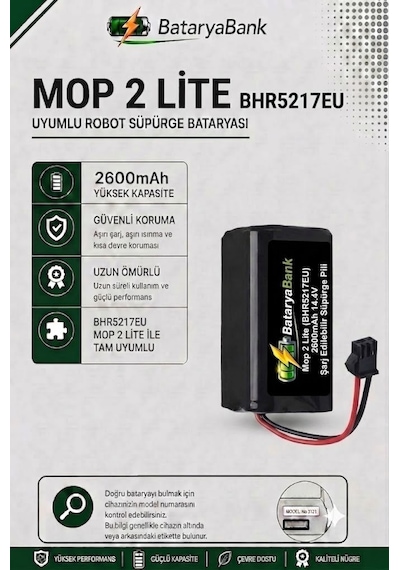 Xiaomi Mop 2 Lite Bhr5217eu Uyumlu Robot Süpürge Bataryası 14.4v 2600mah Li-ion Şarjlı Pil