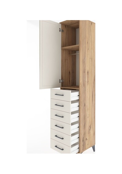 Hyperion Dolap 2 Raflı 6 Çekmeceli Tek Askılı 44x44x221 Çam-aytaşı Atlas Çam