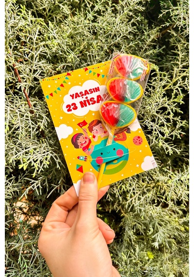 20 Adet 23 Nisan Şeker Ve Balon Konulabilen Tebrik Kartı 10 Lu Set Sınıf Dağıtımlık Hediyelik Kart