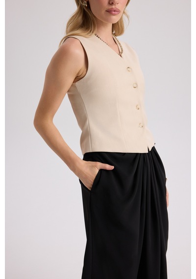 Mai Collection Mai Studios Co. Rianto Açık Bej Kısa Yelek Açık Bej