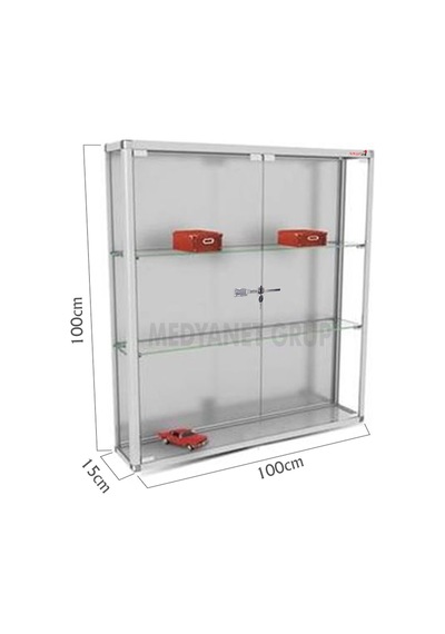 Camlı Vitrin - Camlı Dolap - Camlı Koleksiyon Vitrini 100X100X15 (528132205) Gri