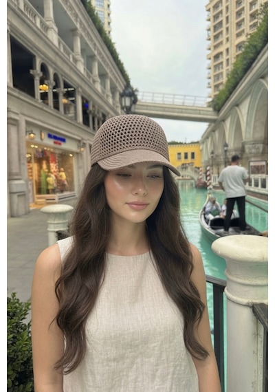 Mollycrush Kadın Vizon Simli Delikli Şapka Işıltılı Ajurlu Kep Modeli Vizon
