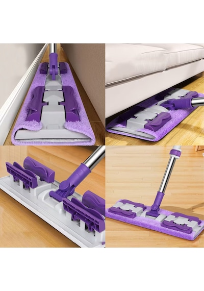 Nobera Mandallı Mop Seti + 1 Yedek Bez - Yüzey Temizleme Havlusu Uyumlu 80-125 Cm Ayarlanabilir Sap