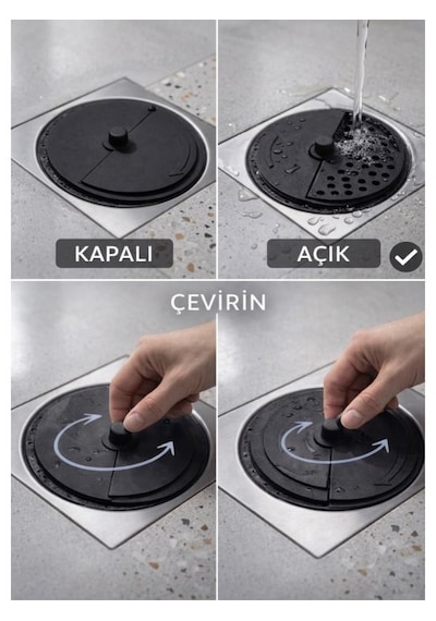 Aç Kapa Twist Gider Süzgeci Antrasit Gri Lavabo, Banyo Ve Mutfak İçin Pratik Filtre 1 Adet Antrasit - Gri