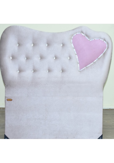 Başlık KALPLİ  Eko 90 cm  Baby face AÇIKGRİ Pembe Renk kapitone El yapım