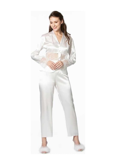 Pierre Cardin 6'lı Ekru Kısa Gecelik Sabahlık Çeyiz Set 6040 Ekru