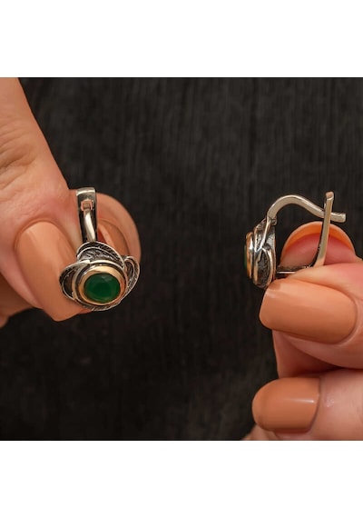 Gümüş Çiçek Desenli Otantik Kadın Küpe 14 MM-Gümüş