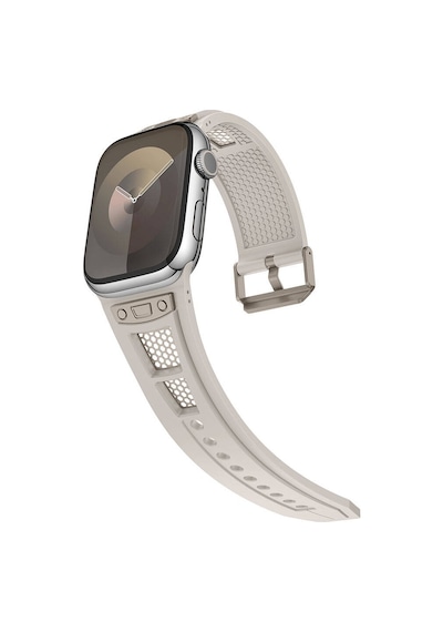 Apple Uyumlu  Watch  42 MM  Zore Krd-117 Hava Alabilen Delikli Metal Süslemeli Desenli Silikon Kordon-titanyum-