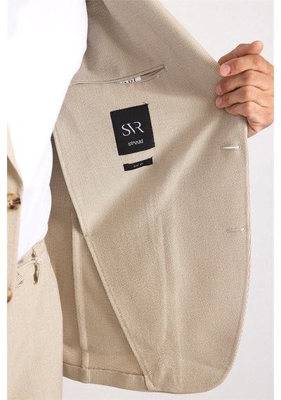 Süvari Bej Slim Mono Yaka Düz Armürlü Torba Cep 6 Drop Takım Elbise Tk1006900396-bj3 Süvari Bej Slim Mono Yaka Düz Armürlü Torba Cep 6 Drop Takım Elbise Tk1006900396-bj3