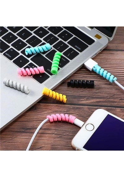 4lü Apple, Android Şaj Kablosu Koruyucu Silikon Spiral Hediyelik