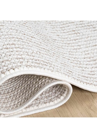 Krem Bukle Dokulu Düz Renk Modern Halı - Bk0360 Bej