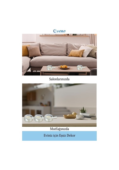 Mumluk Şamdan 3 Adet Tealight Uyumlu Üçlü Tava Model - Gümüş